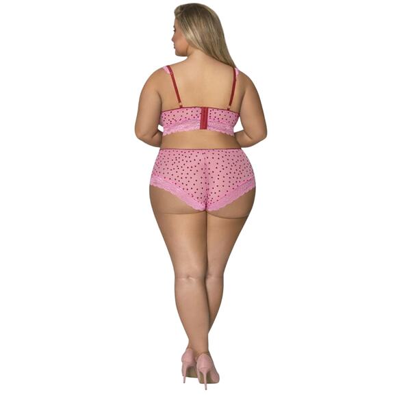 DEMI BRA & SPLIT-CROTCH SHORT PINK PLUS SIZE 1-3X MAGIC SILK TICKLED PINK - Picture 8 of 8